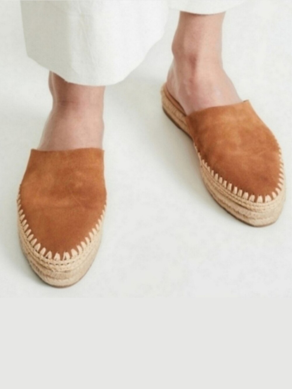 Sam Edelman Brown Leather Suede Espadrille Woven Mule Slide Sandals